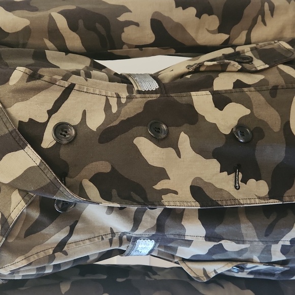 INC International Concepts Camouflage and sequin fitted Trench Coat size Small - Picture 2 of 6